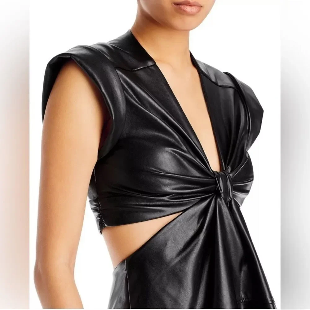 Jason Wu leather front knot cutout dress NWT
